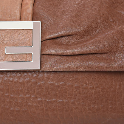 Fendi Crinkled Lambskin Colorblock Large Mia Shoulder Flap Camel Osso Naturale 11 of 17