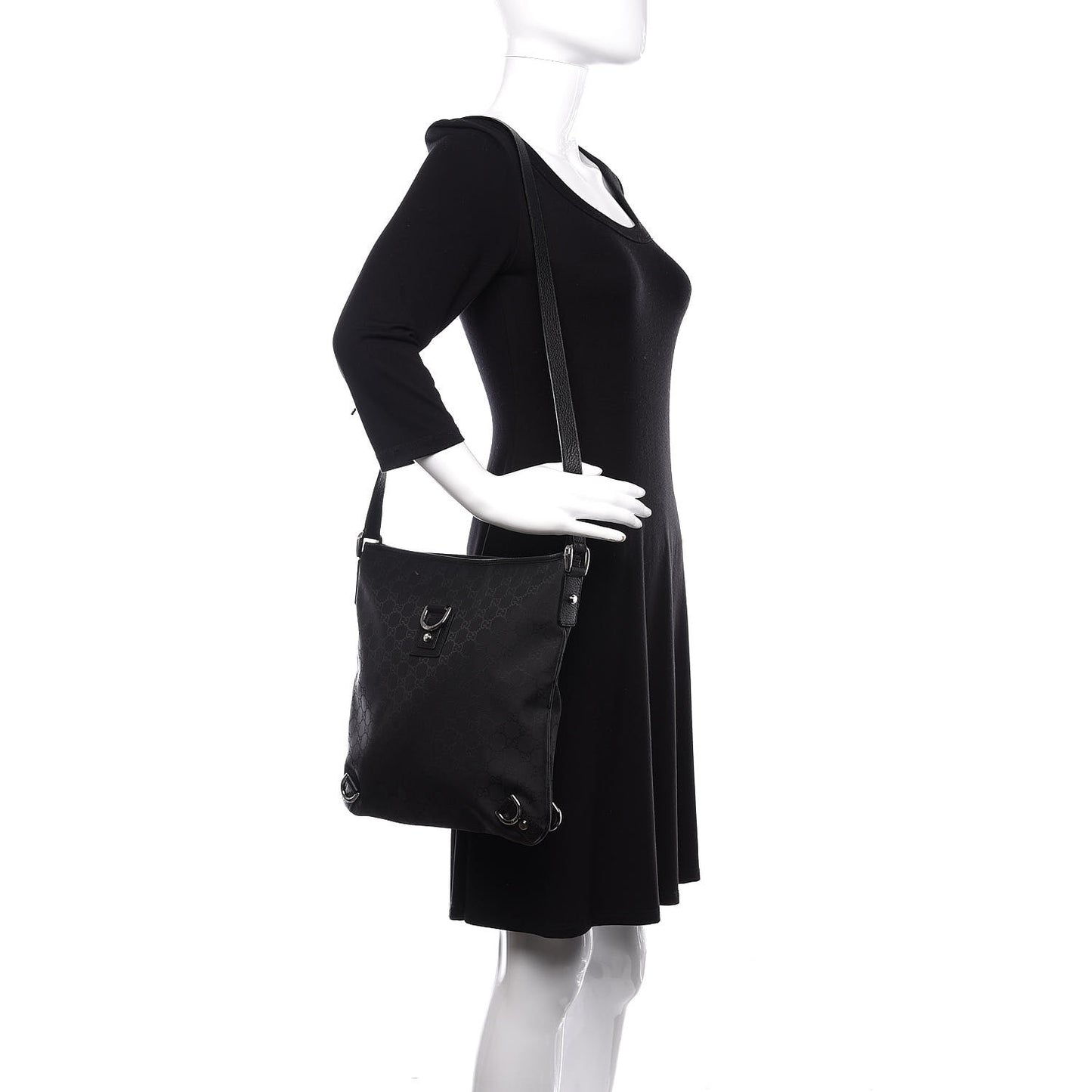 Nylon Monogram Abbey Messenger Bag Black
