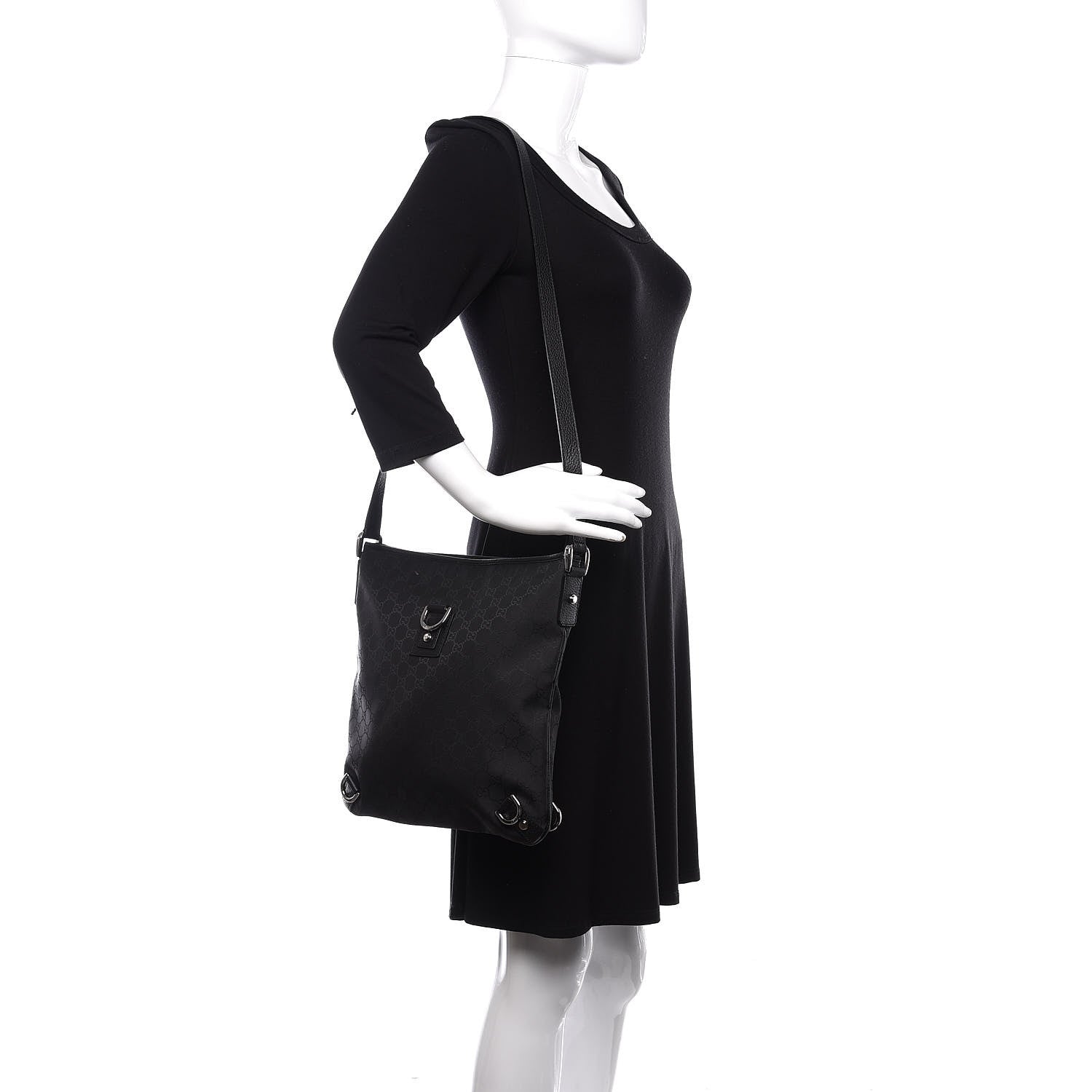 Gucci Nylon Monogram Abbey Messenger Bag Black 2 of 11