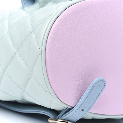 Chanel Goatskin Quilted Duma Drawstring Backpack Green Blue Pink 10 of 15