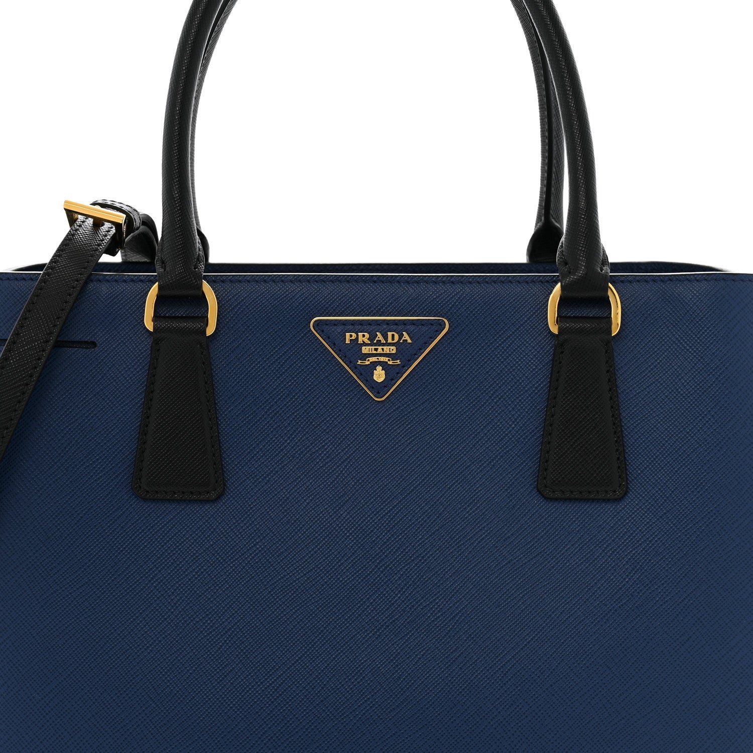Prada Saffiano Lux Medium Tote Bluette Black 9 of 11