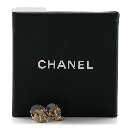 Chanel Crystal CC Earrings Gold 5 of 5
