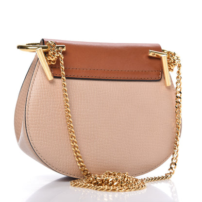 Chloe Grained Calfskin Lambskin Nano Bi-Color Drew Shoulder Bag Powder Beige Caramel 3 of 9