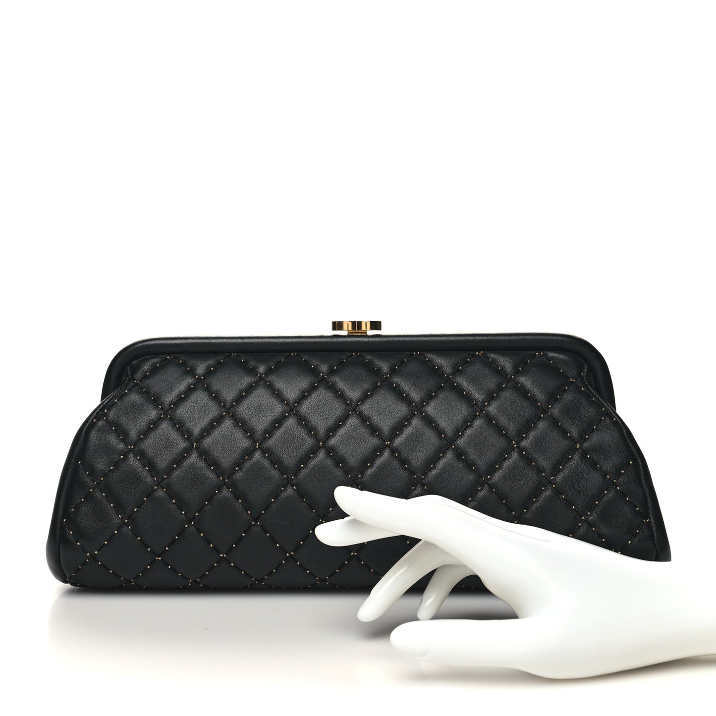 Lambskin Stitched Timeless Clutch Black
