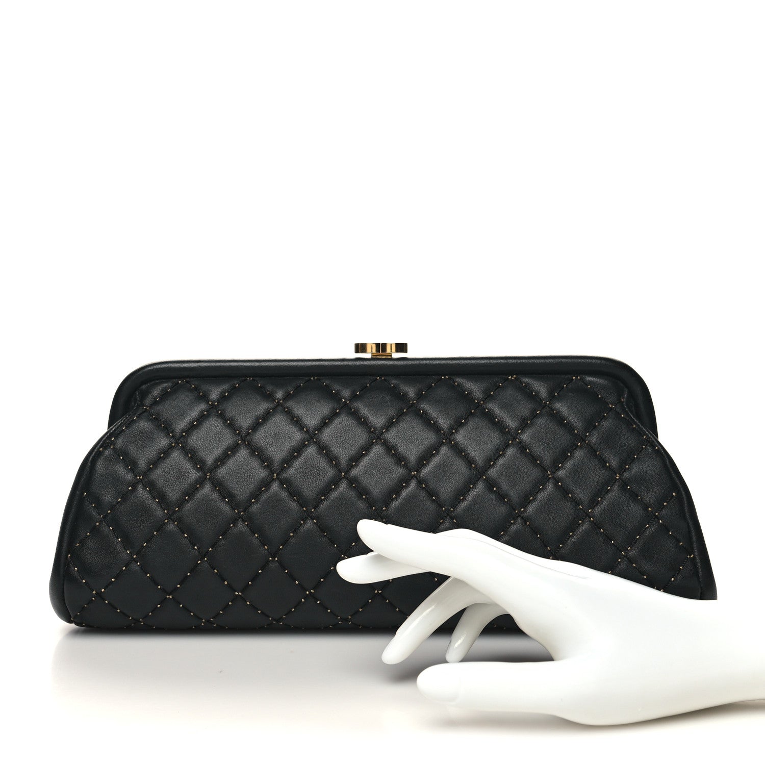 Chanel Lambskin Stitched Timeless Clutch Black 2 of 10