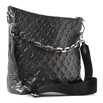 Louis Vuitton Calfskin Embossed Monogram Coussin Hobo MM Gunmetal Gray 4 of 10