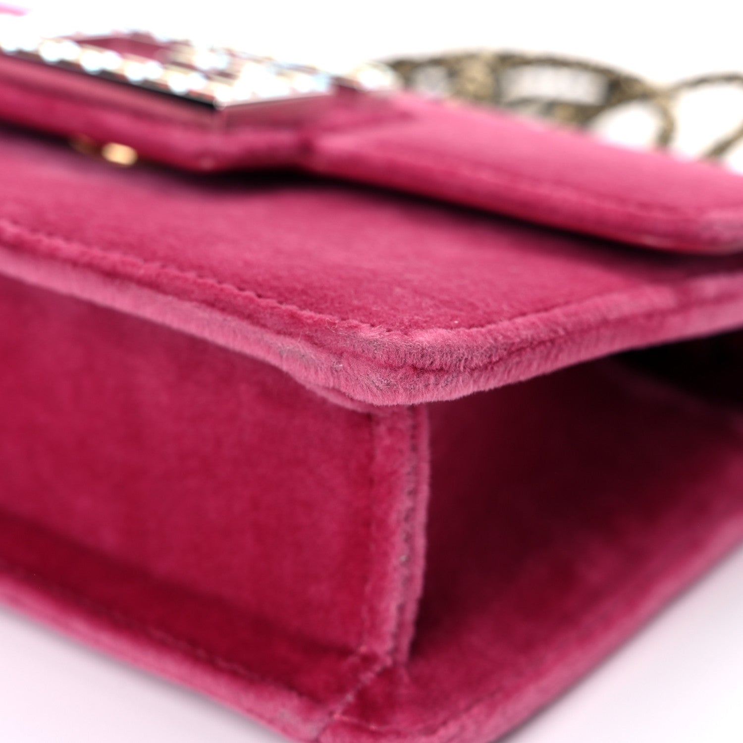 Gucci Velvet Crystal Square G Shoulder Bag Light Raspberry Rose 10 of 16