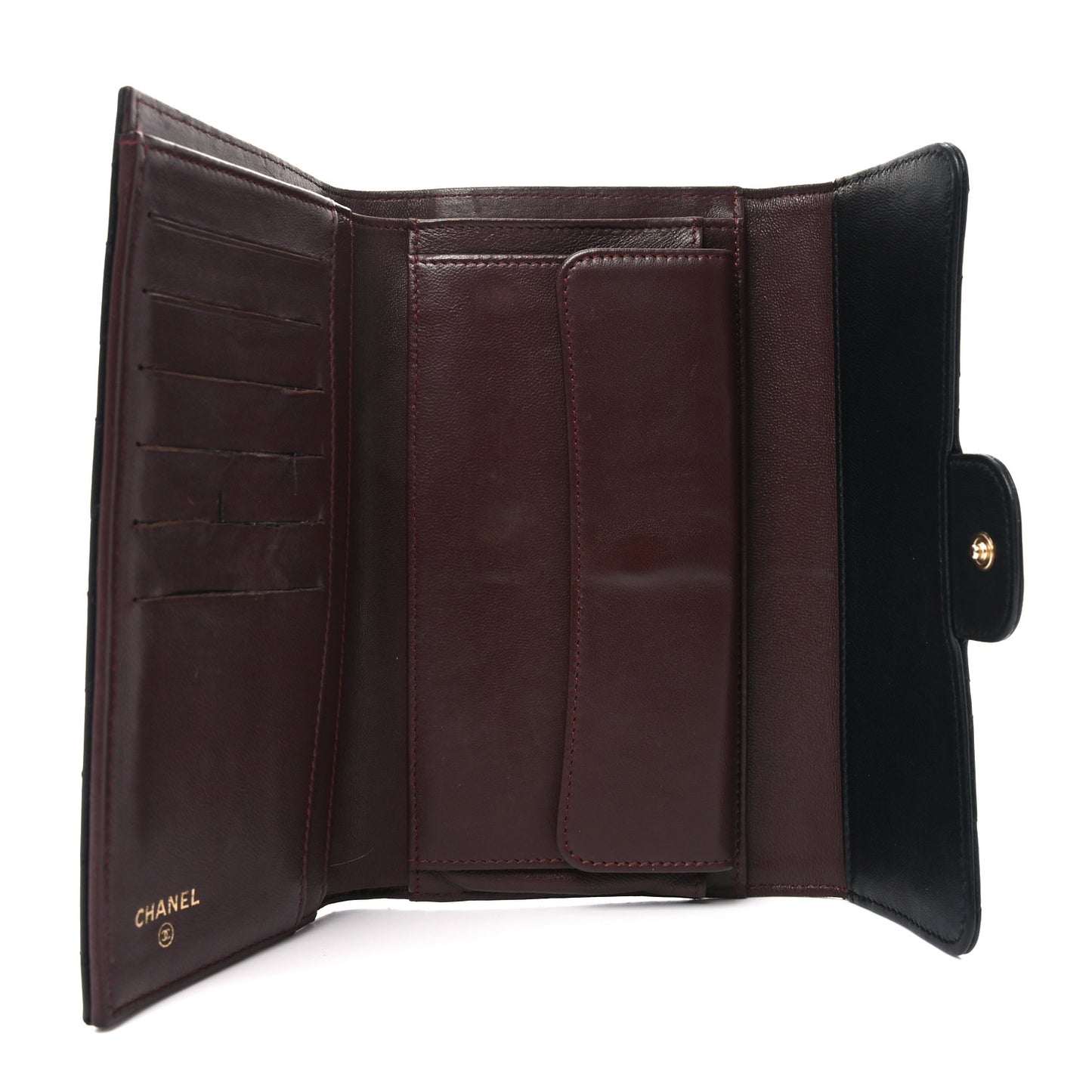 Lambskin Quilted Large Flap Wallet Black