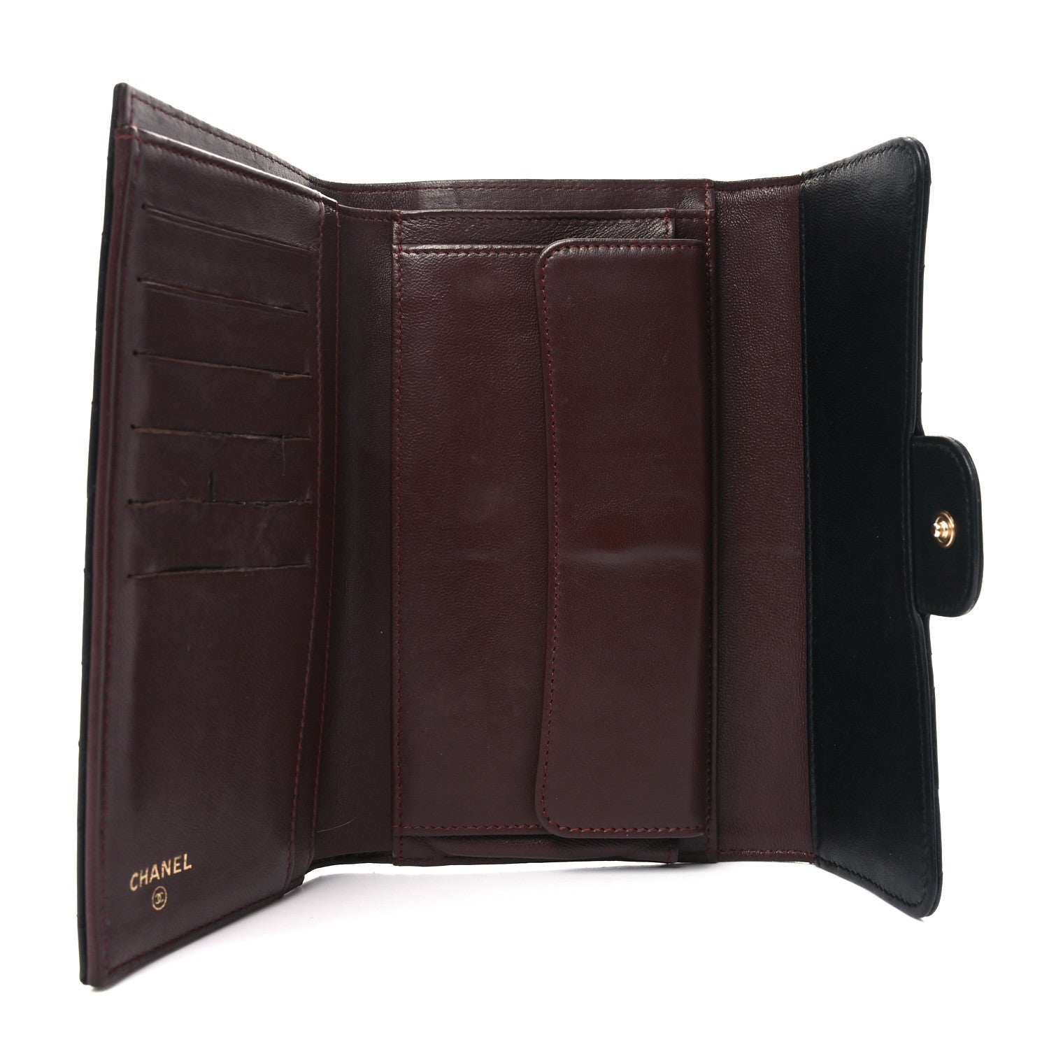 Chanel Lambskin Quilted Large Flap Wallet Black 5 of 12