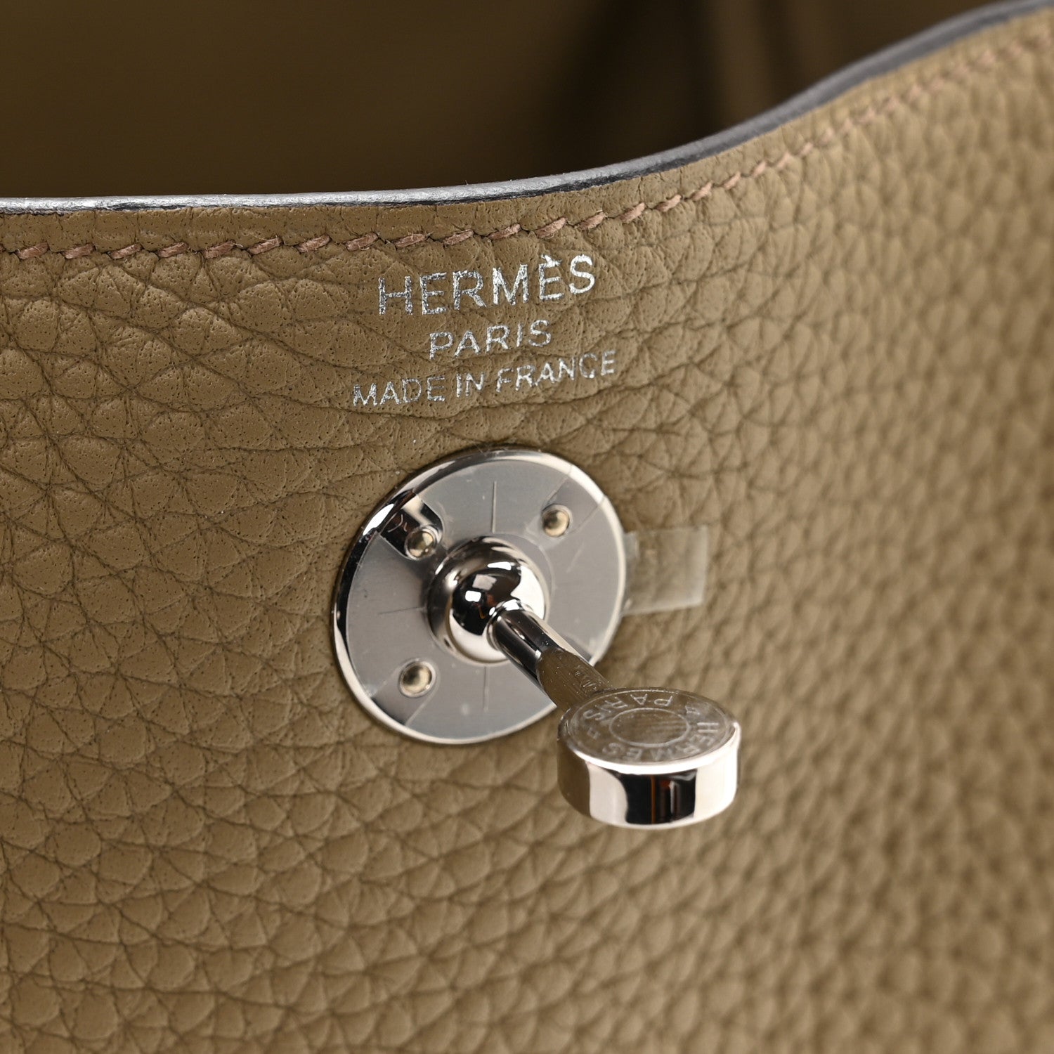 Hermes Taurillon Clemence Mini Lindy 20 Beige Marfa 6 of 11