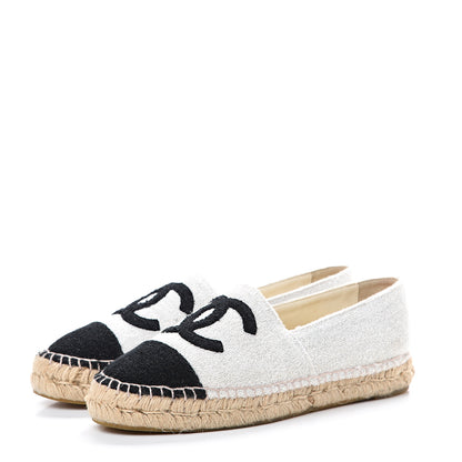 Chanel Terry Cloth CC Espadrilles 40 Silver Black 3 of 10