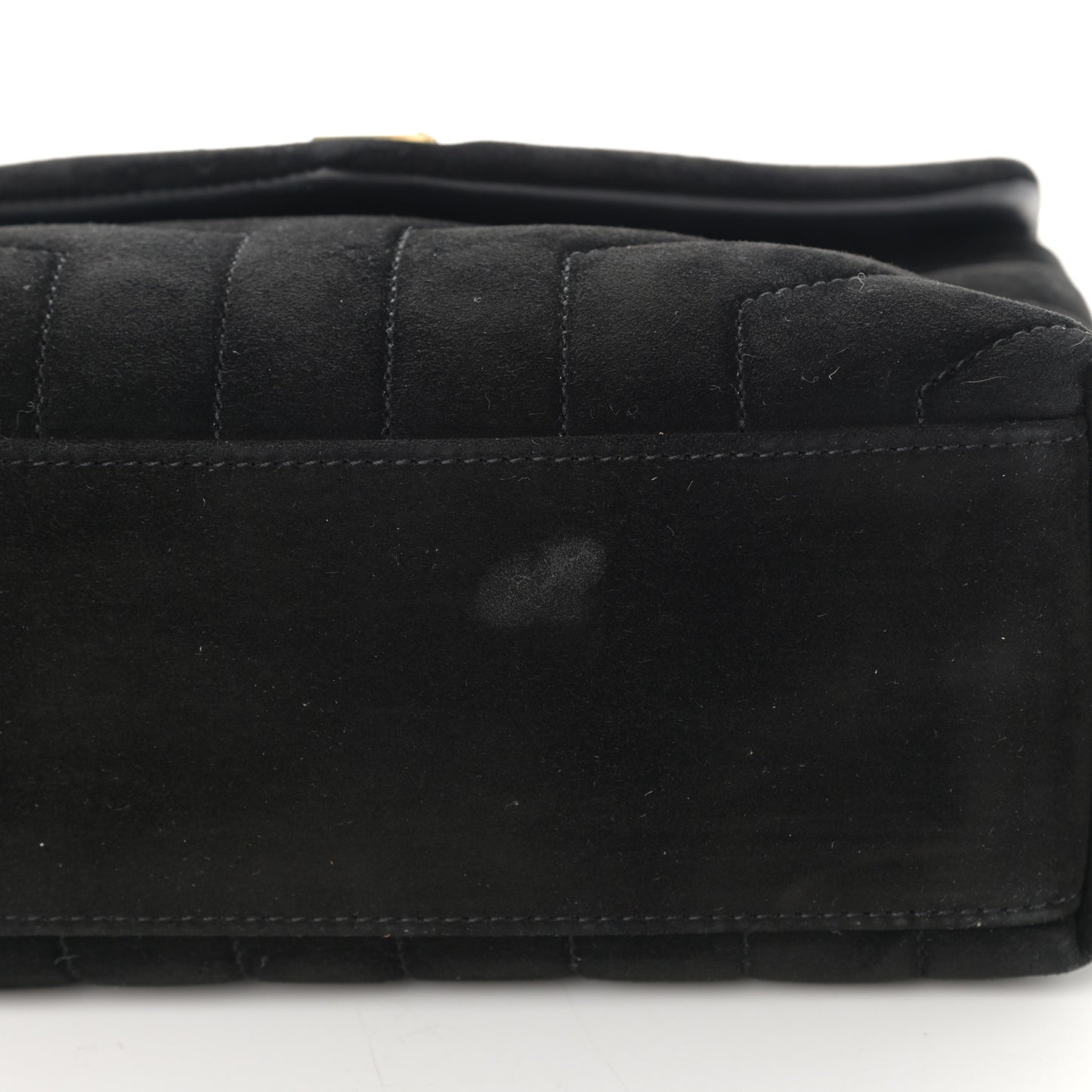 Suede Calfskin Y Quilted Monogram Small Loulou Chain Satchel Black