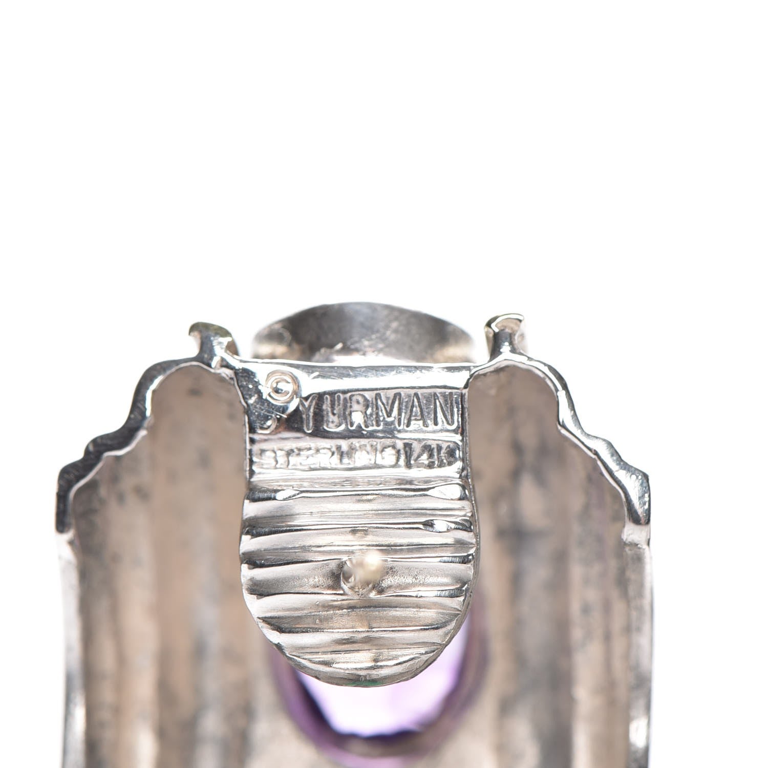 David Yurman Sterling Silver 14K Yellow Gold Amethyst Green Onyx Renaissance Earrings 4 of 5