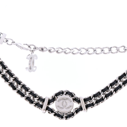 Chanel Lambskin CC Chain Choker Necklace Silver Black Silver Black 1 of 7