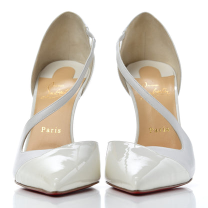 Christian Louboutin Patent Kid Round And Square 100 Pumps 41 Bianco 2 of 10