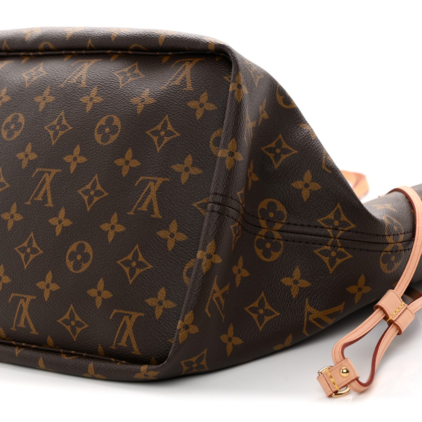 Monogram Stamped Inside Out Neverfull Bandouliere GM Beige