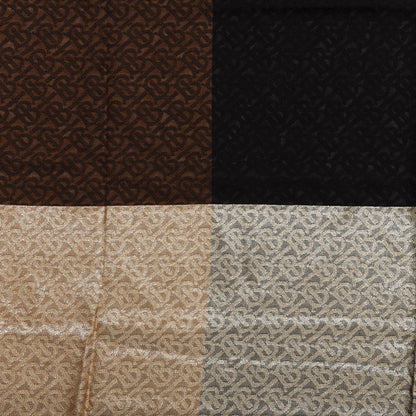 Burberry Metallic Silk Wool TB Monogram Colorblock Square Scarf Chestnut 2 of 4