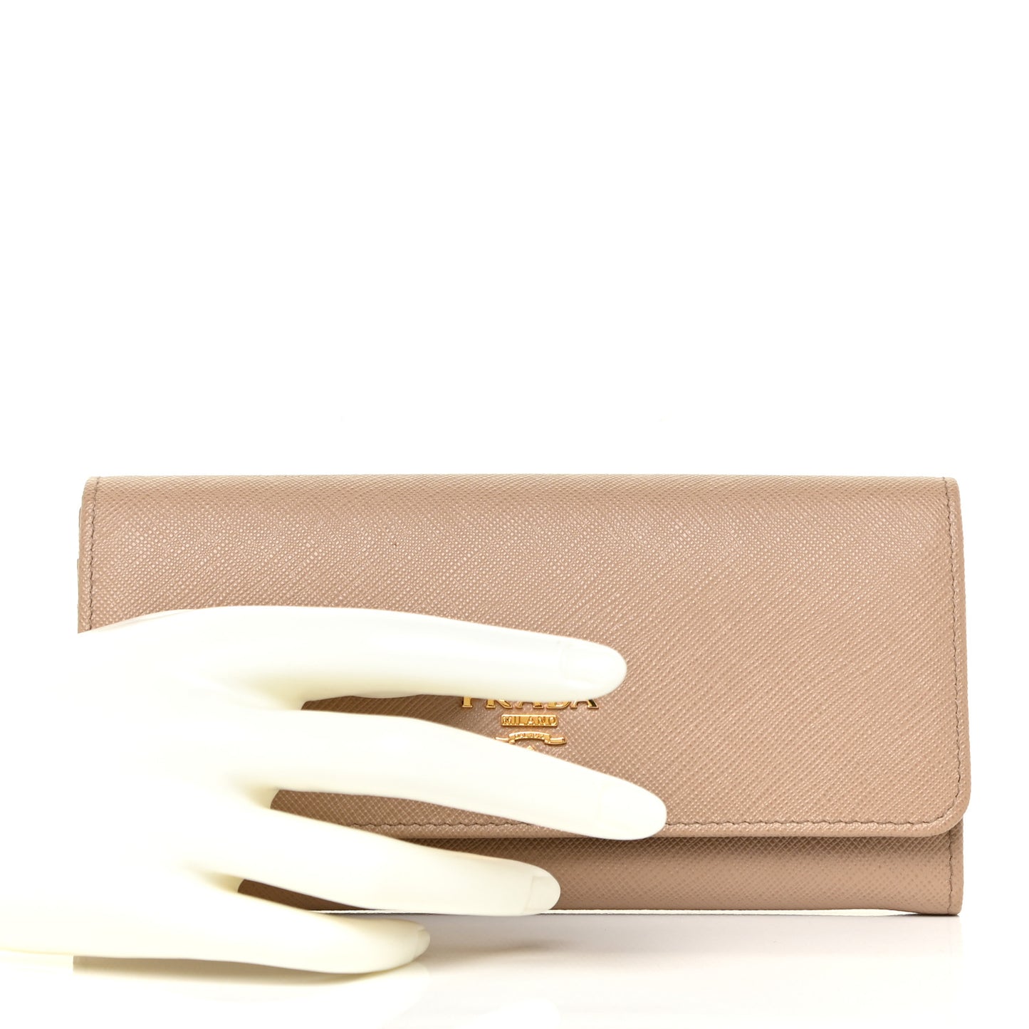 Saffiano Metal Continental Flap Wallet Cammeo