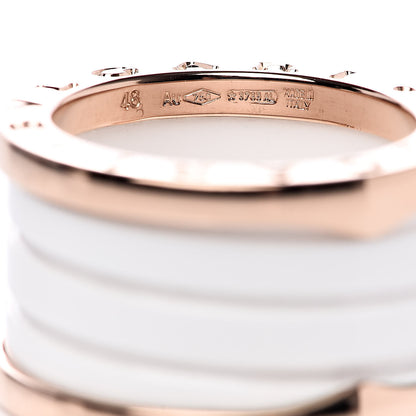 Bulgari 18K Rose Gold White Ceramic B.Zero1 Four-Band Ring 48 4.5 5 of 6