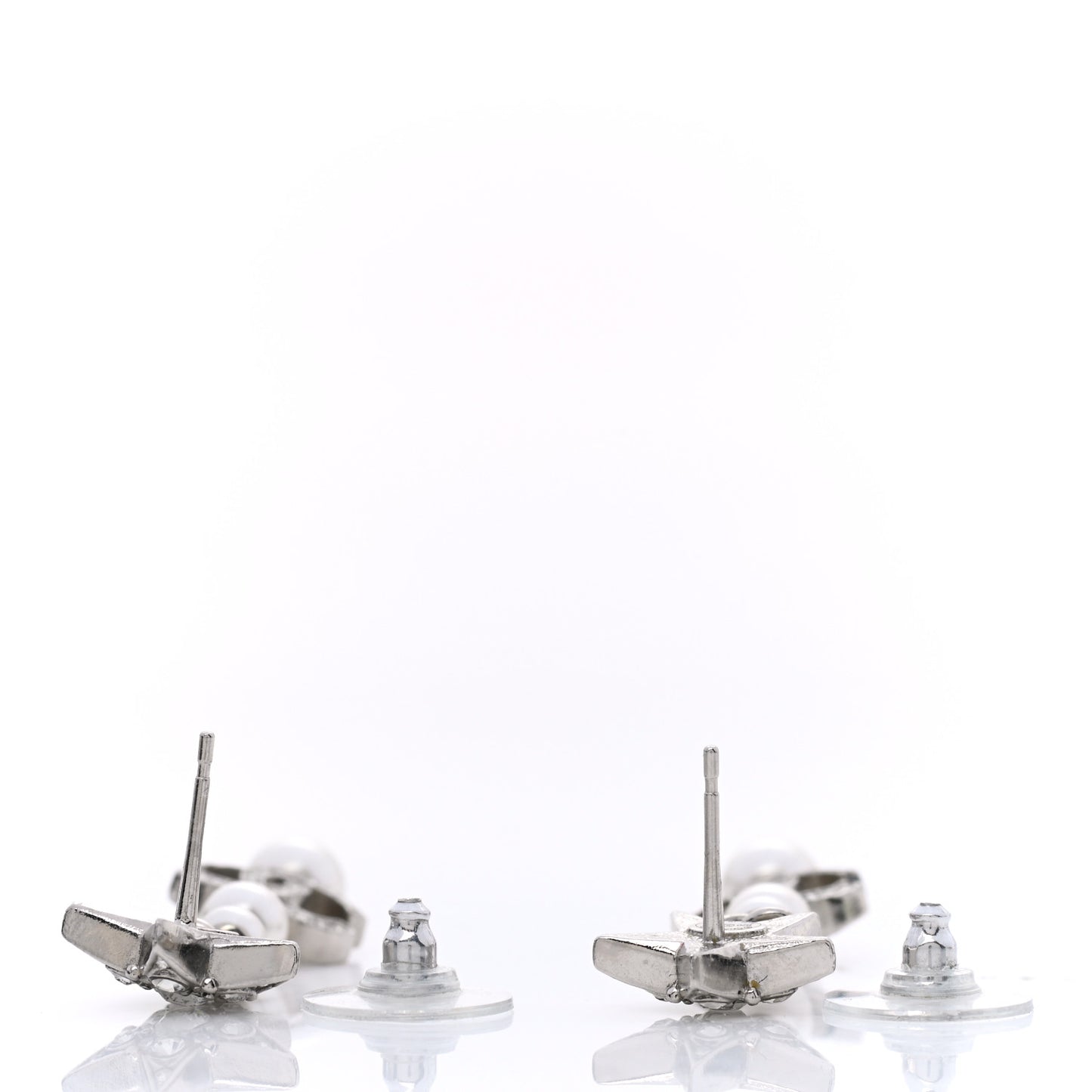 Crystal Pearl CC Star Drop Earrings Silver