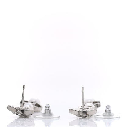 Chanel Crystal Pearl CC Star Drop Earrings Silver 4 of 5