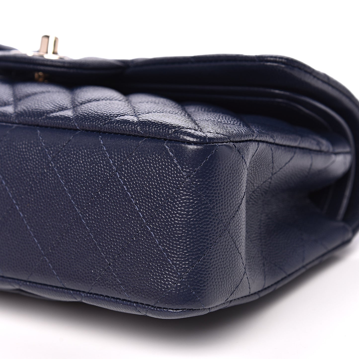 Caviar Quilted Small Double Flap Navy