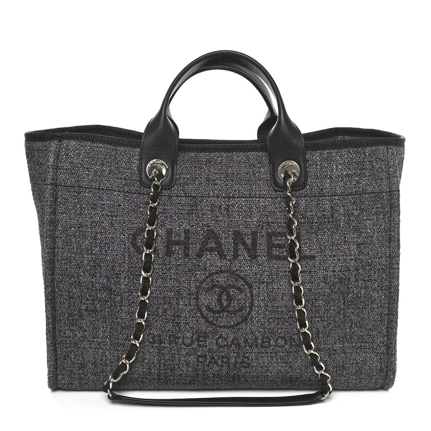 Lurex Boucle Medium Deauville Tote Black