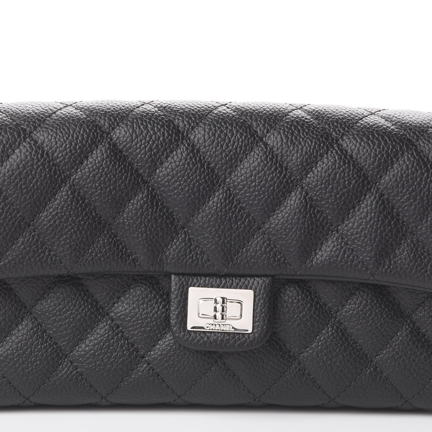 Grained Calfskin Quilted 2.55 Reissue Flap Belt Bag Clutch Black