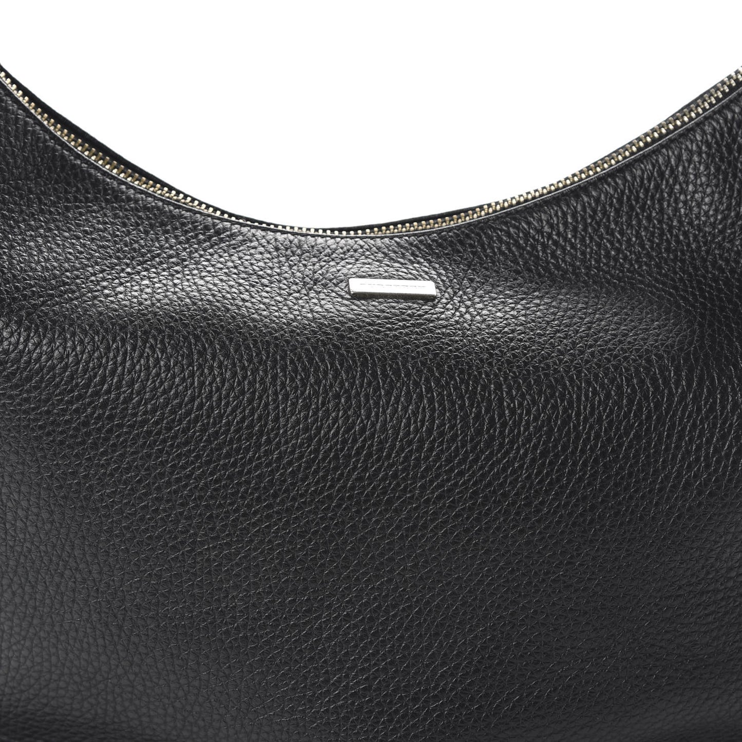 Grainy Calfskin Large Hobo Black