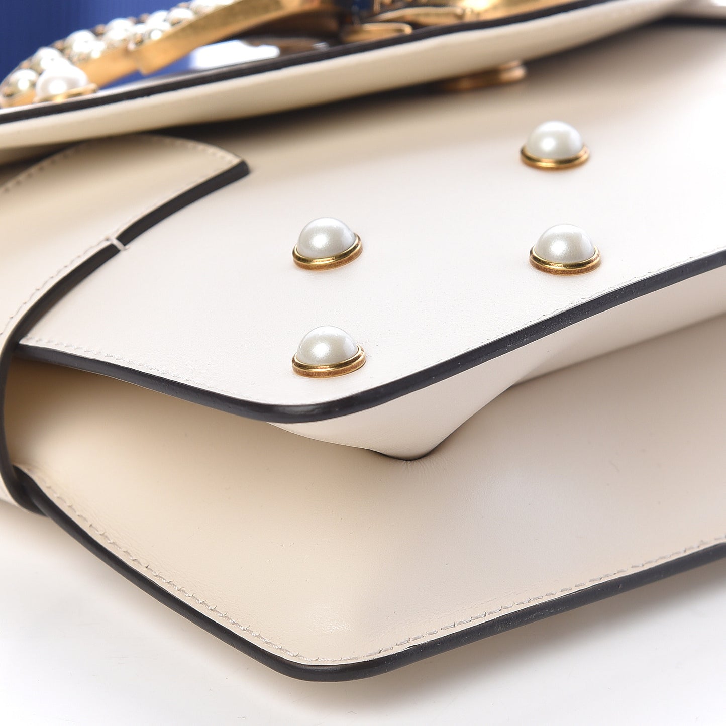 Nappa Pearl Studded Mini Queen Margaret Broadway Shoulder Bag Mystic White