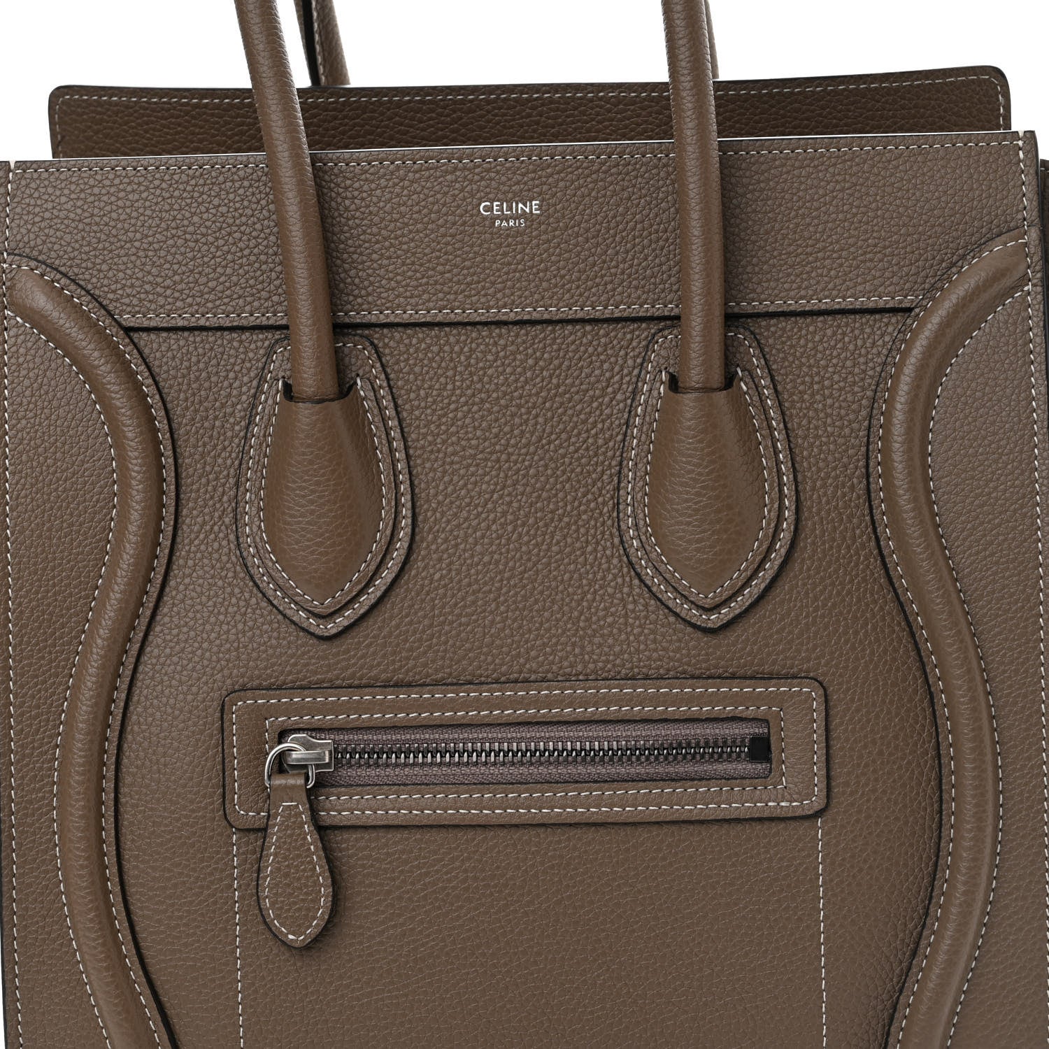 Celine Drummed Calfskin Micro Luggage Souris 8 of 13