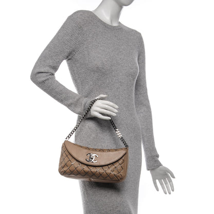 Chanel Lambskin Chain Stitch Clutch Dark Beige 2 of 9