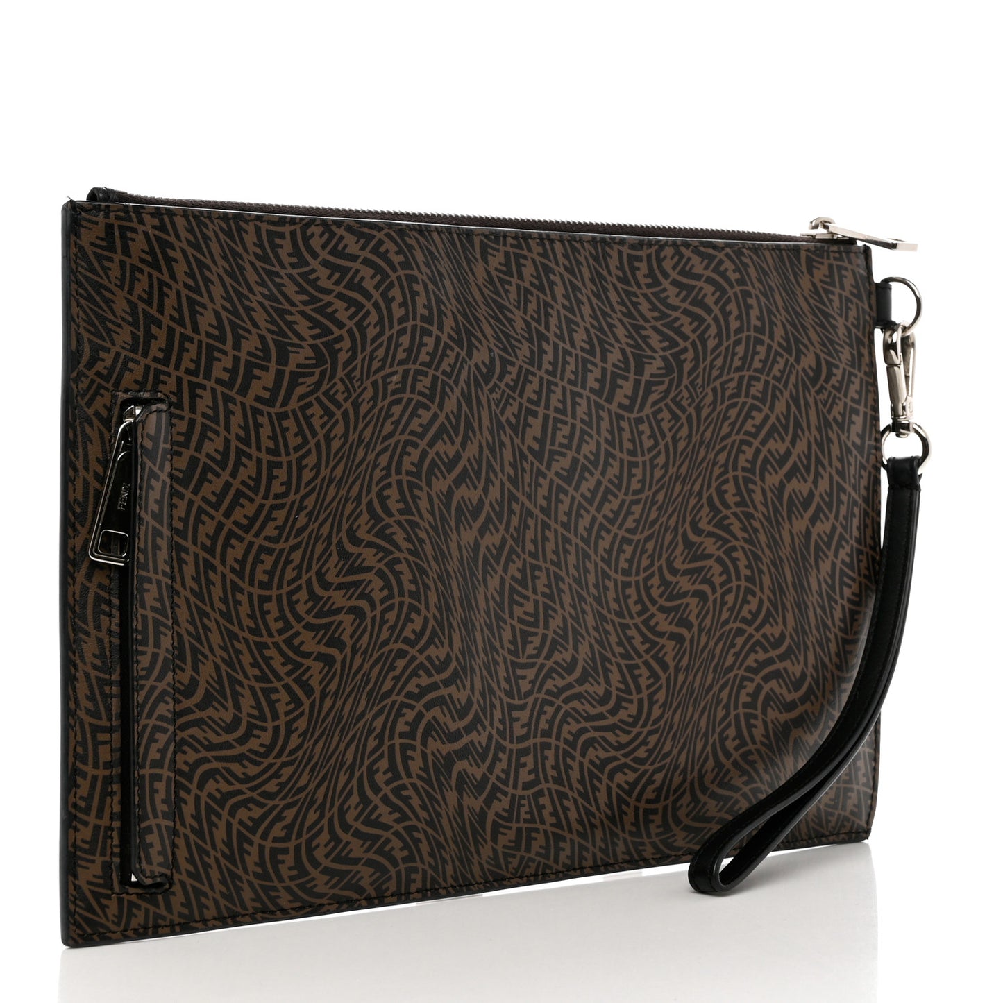 X SARAH COLEMAN Vitello Grace Light Micro FF Vertigo Embossed Flat Clutch Maya Black