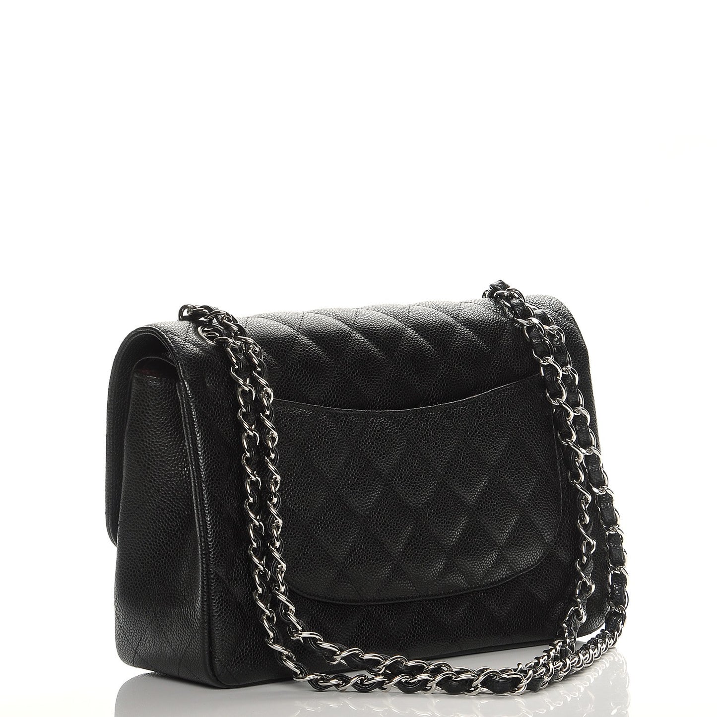 Caviar Quilted Jumbo Double Flap Black
