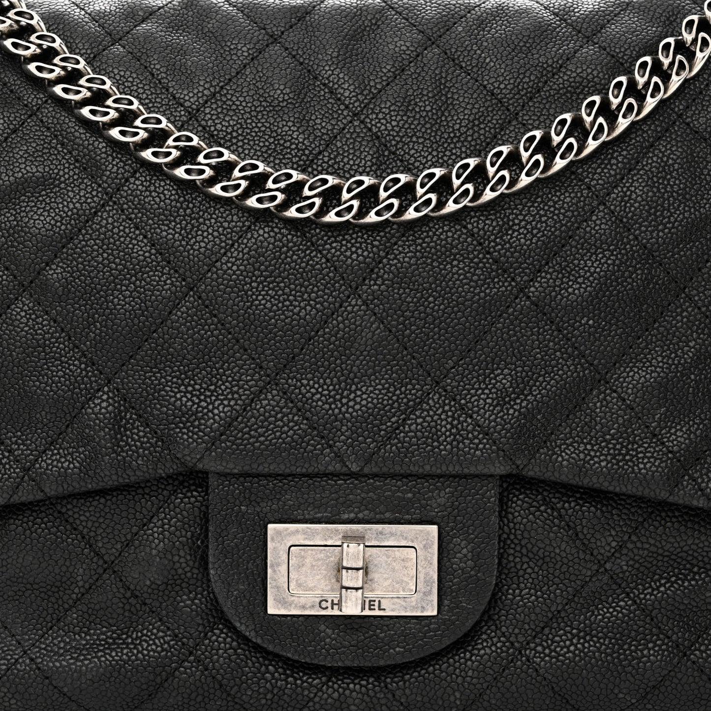 Washed Caviar Quilted 2.55 Reissue 227 Bijoux Chain Flap Black