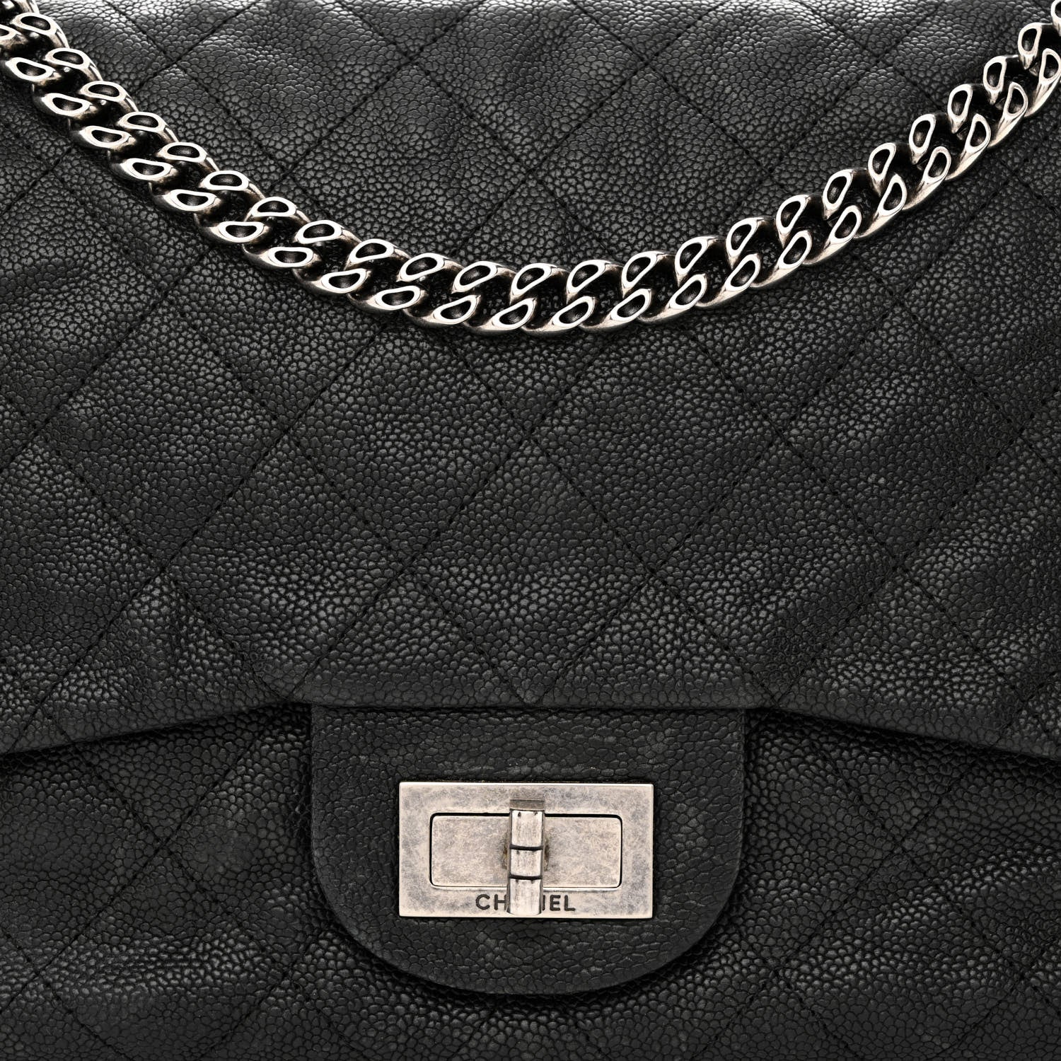 Chanel Washed Caviar Quilted 2.55 Reissue 227 Bijoux Chain Flap Black 8 of 11