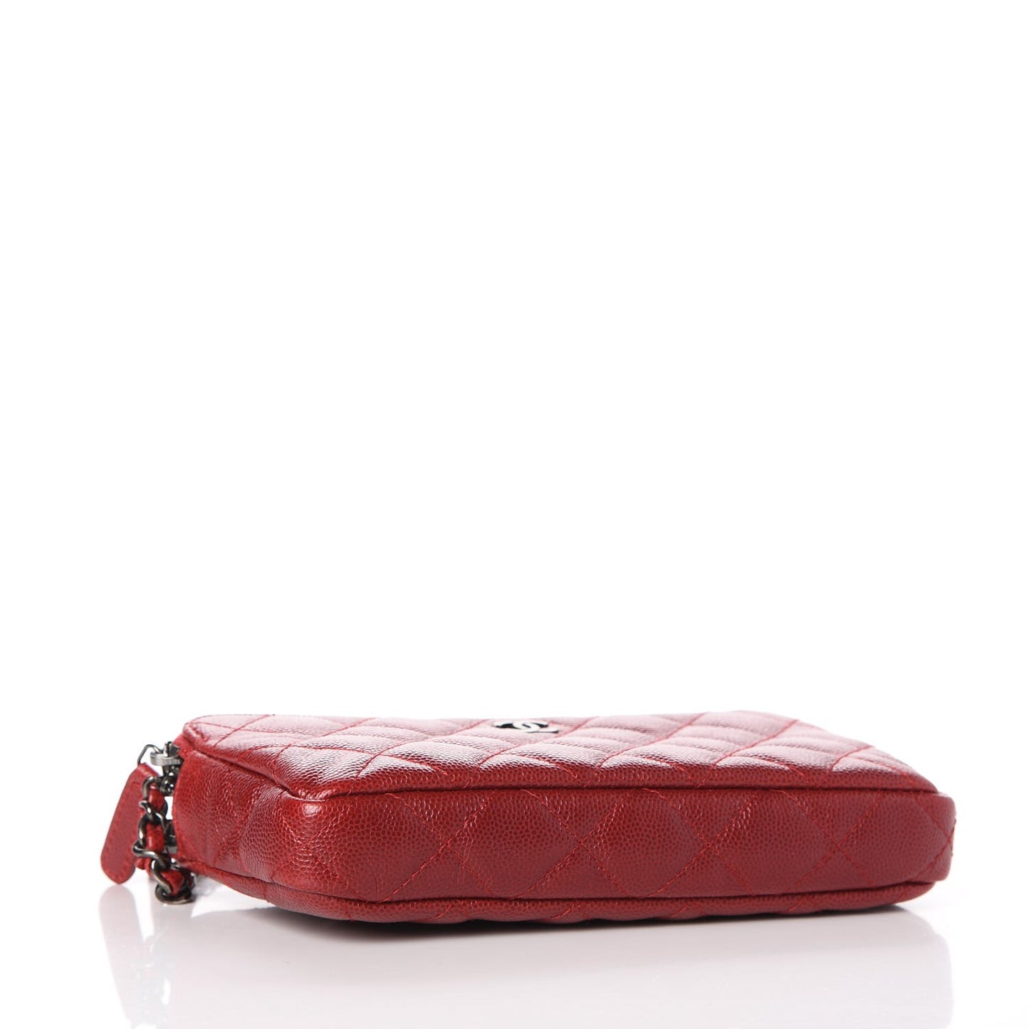 Caviar Quilted Small Clutch With Chain Red