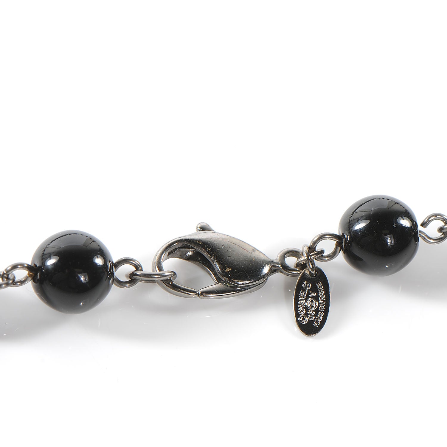 Chanel Long Beaded CC Necklace Black 5 of 5