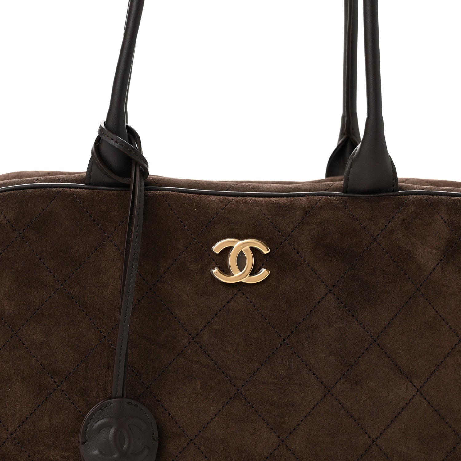 Chanel Suede Calfskin Large Perfect Bowling Bag Dark Brown 8 of 10