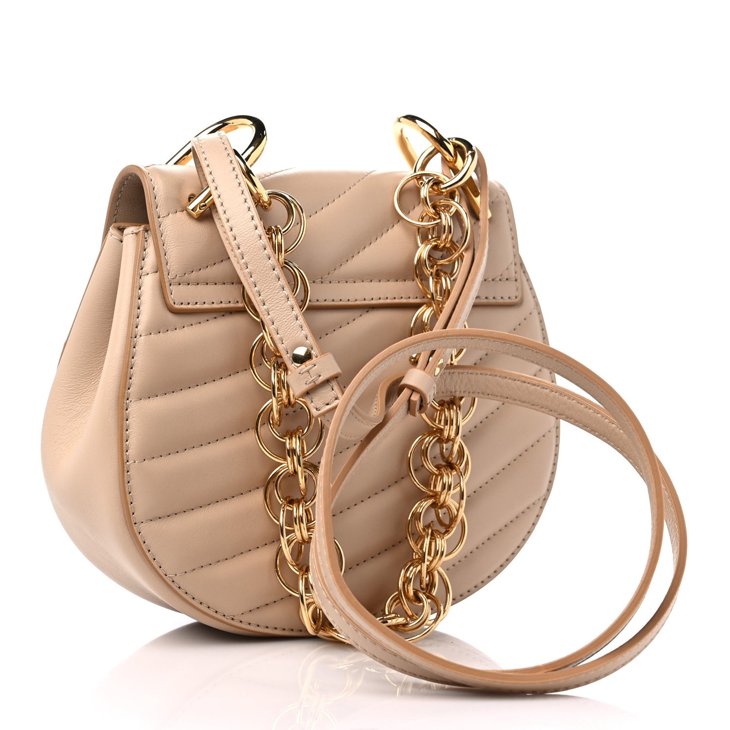 Calfskin Quilted Mini Drew Bijou Shoulder Bag Pearl Beige