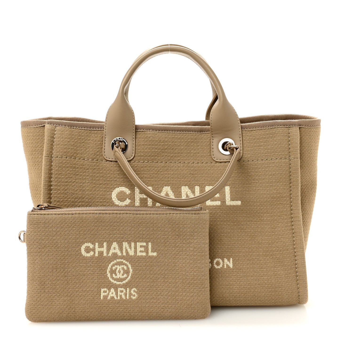 Mixed Fibers Small Deauville Tote Beige