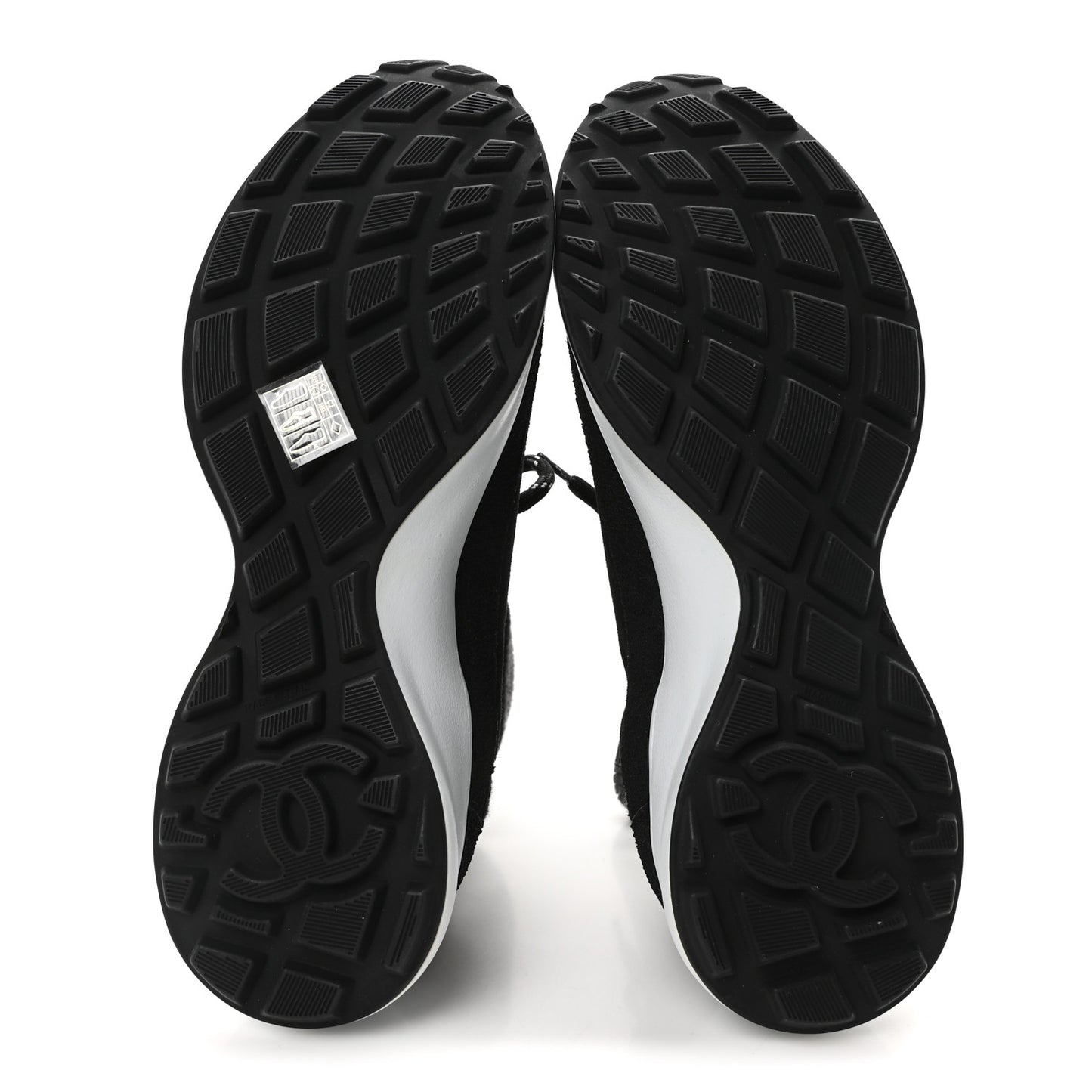 Suede Calfskin Knit CC Sneakers 40 Black Dark Gray