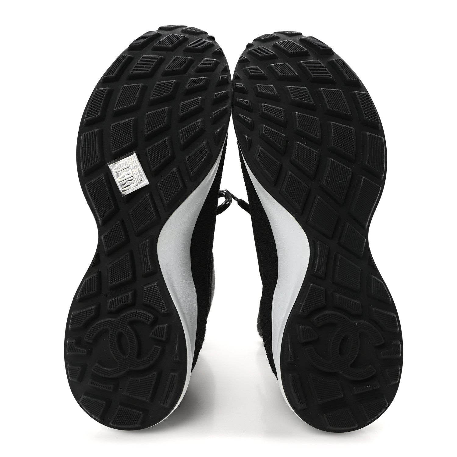 Chanel Suede Calfskin Knit CC Sneakers 40 Black Dark Gray 6 of 9