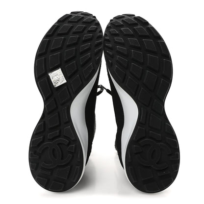 Chanel Suede Calfskin Knit CC Sneakers 40 Black Dark Gray 6 of 9