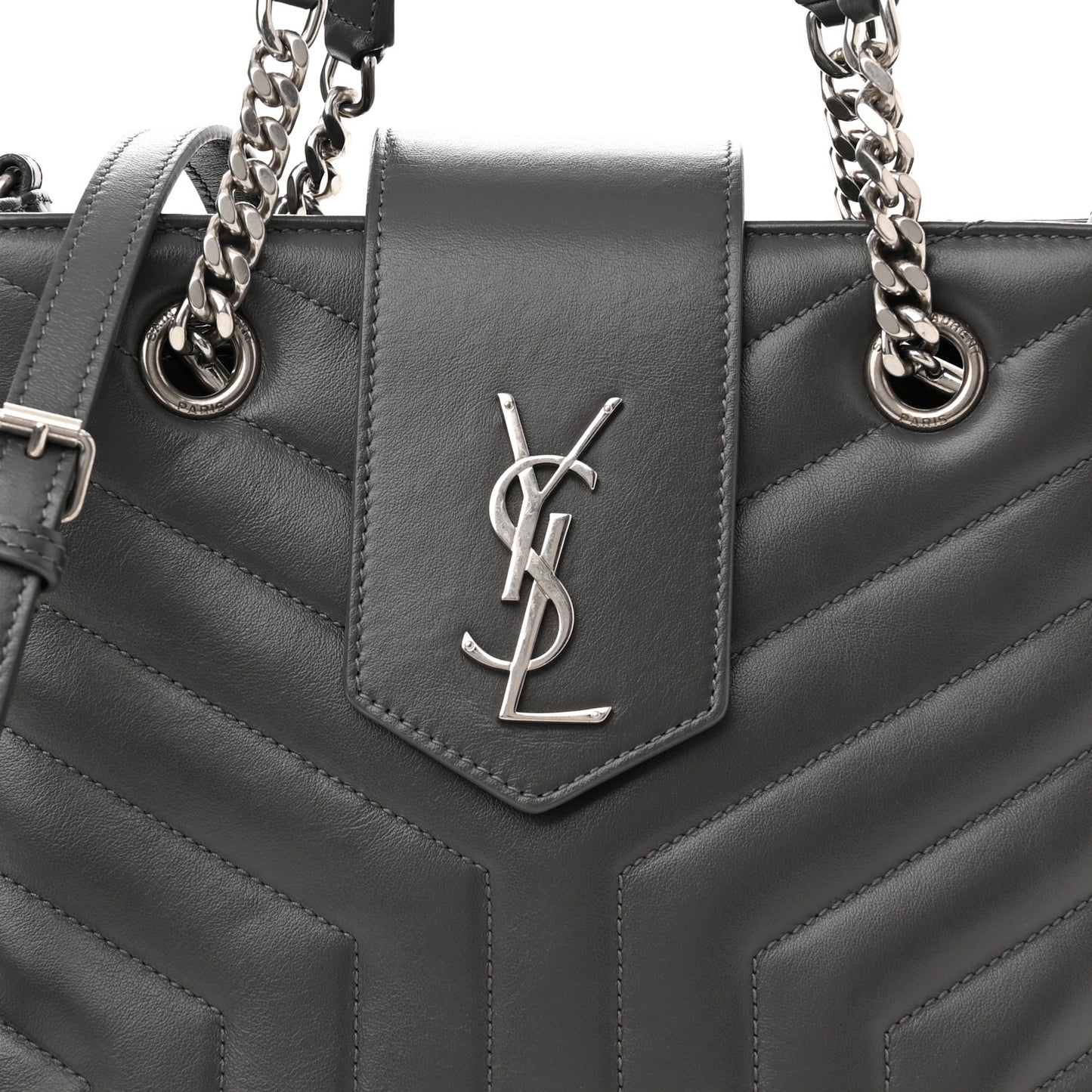 Calfskin Y Quilted Monogram Small Loulou Shopper Grey