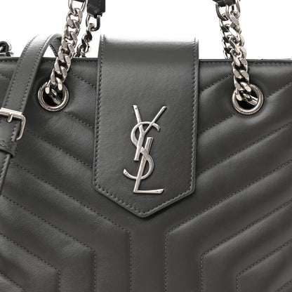 Saint Laurent Calfskin Y Quilted Monogram Small Loulou Shopper Grey 9 of 11