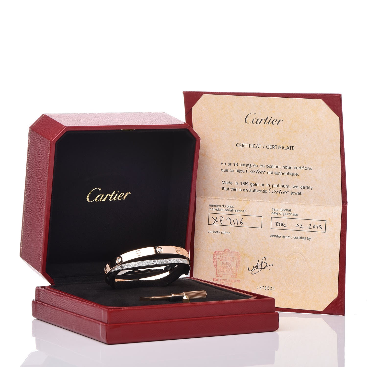 Cartier 18K Pink White Gold Diamond Double LOVE Paved Bracelet 17 8 of 8