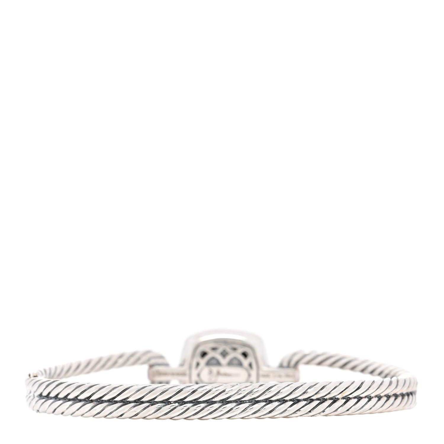 David Yurman Sterling Silver 18K Yellow Gold Diamond Albion Cable Bracelet 2 of 3