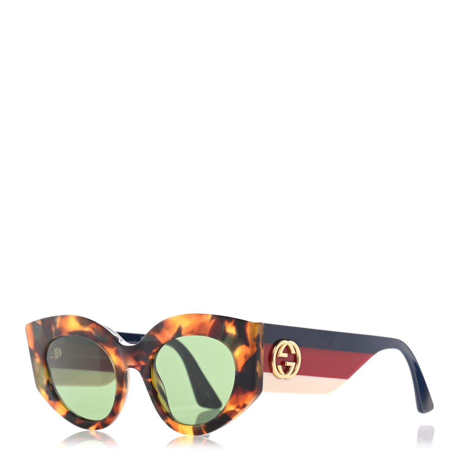 Gucci Acetate Oversized Rectangle Frame Web Sunglasses GG 0275/S Tortoiseshell 1 of 9