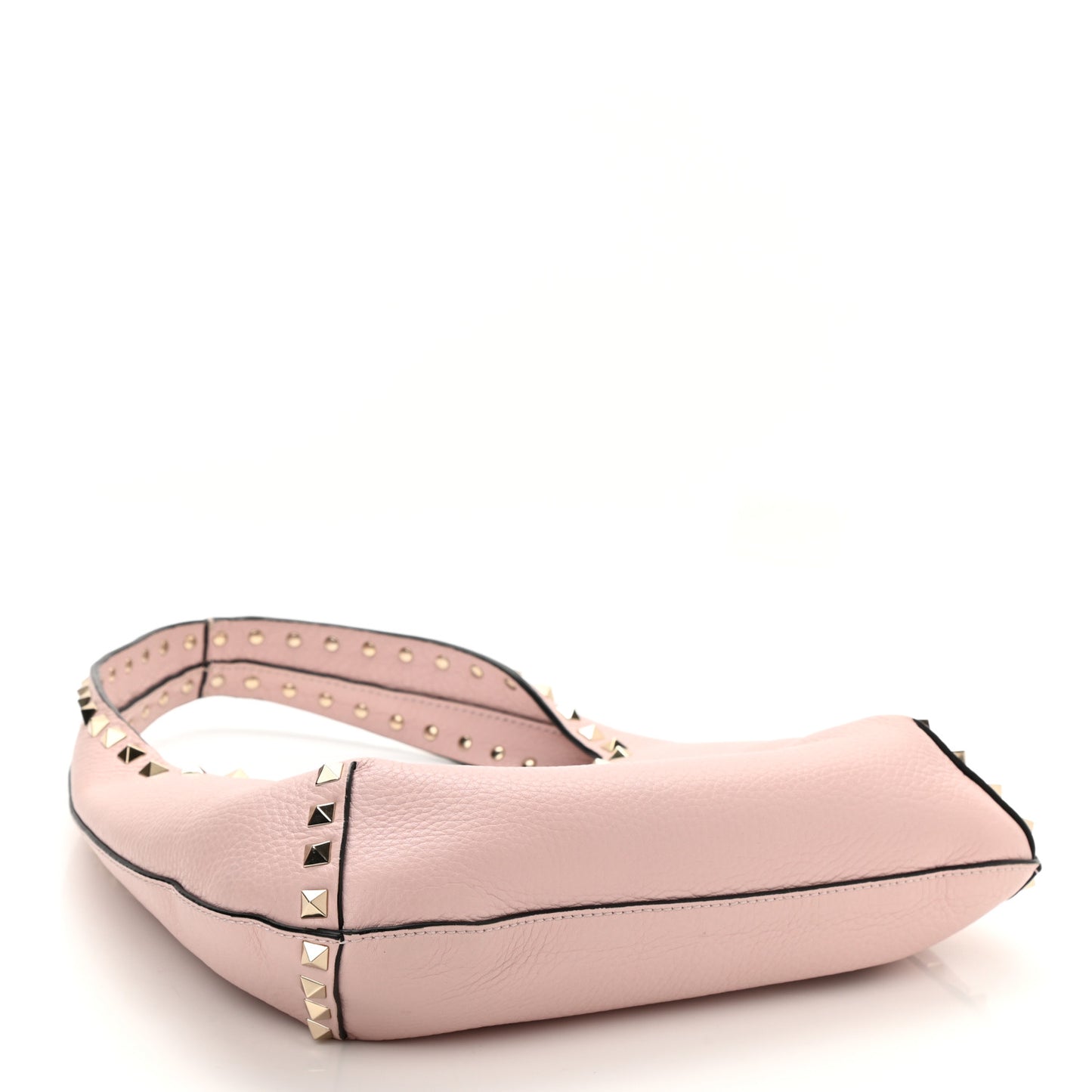 Pebbled Calfskin Small Rockstud Flip Lock Hobo Light Pink